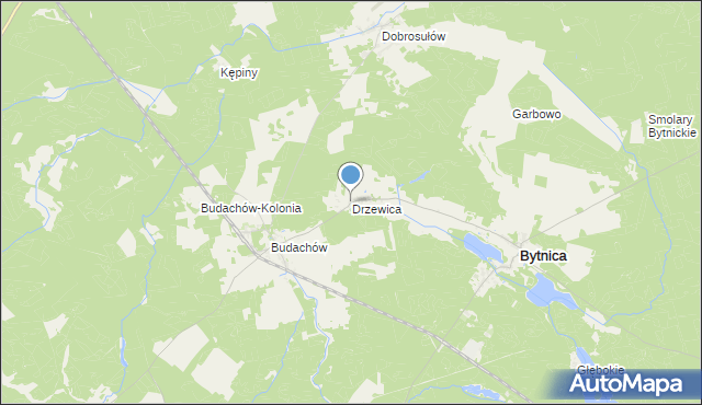 mapa Drzewica, Drzewica gmina Bytnica na mapie Targeo