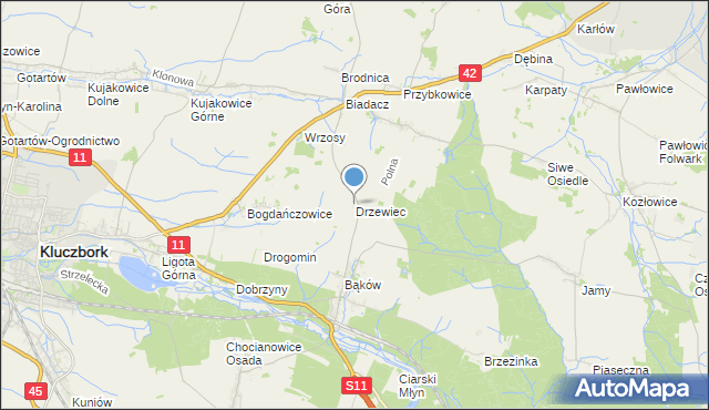 mapa Drzewiec, Drzewiec gmina Kluczbork na mapie Targeo