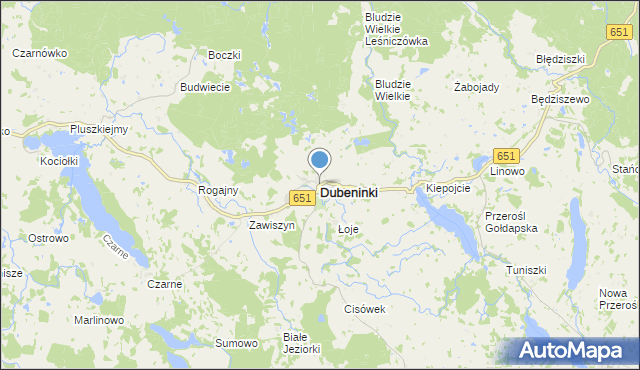 mapa Dubeninki, Dubeninki na mapie Targeo