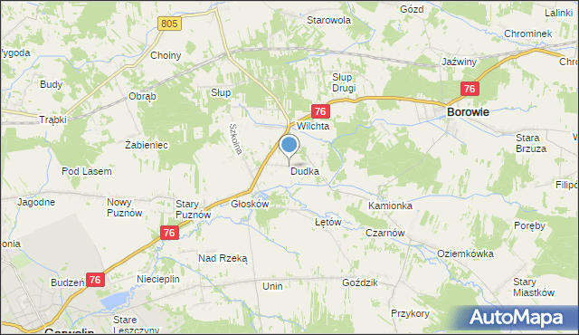mapa Dudka, Dudka gmina Borowie na mapie Targeo