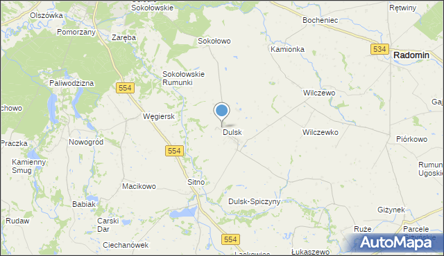 mapa Dulsk, Dulsk gmina Radomin na mapie Targeo