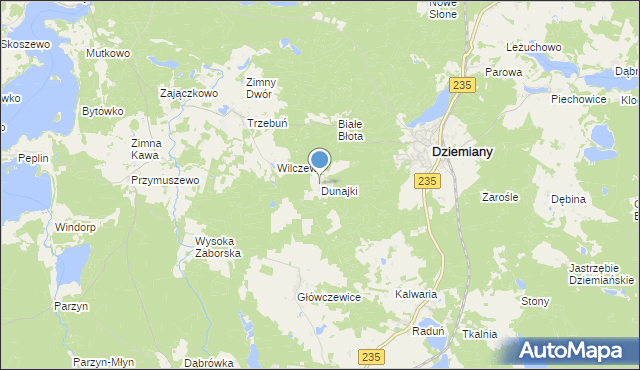 mapa Dunajki, Dunajki na mapie Targeo