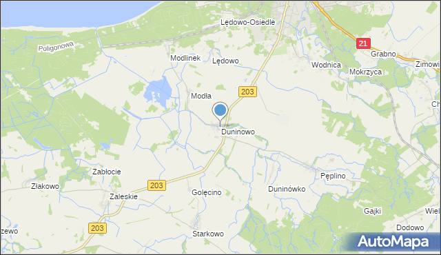 mapa Duninowo, Duninowo na mapie Targeo