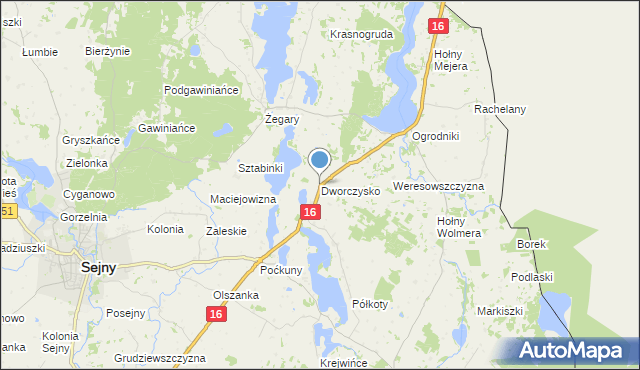 mapa Dworczysko, Dworczysko gmina Sejny na mapie Targeo