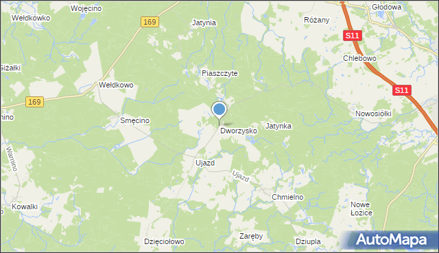 mapa Dworzysko, Dworzysko gmina Bobolice na mapie Targeo