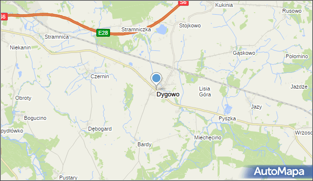 mapa Dygowo, Dygowo na mapie Targeo