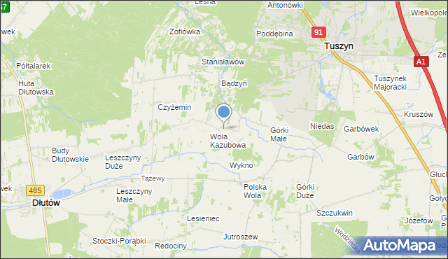 mapa Dylew, Dylew gmina Tuszyn na mapie Targeo