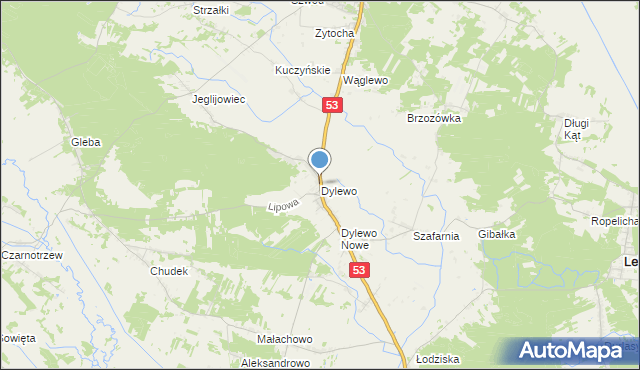 mapa Dylewo, Dylewo gmina Kadzidło na mapie Targeo