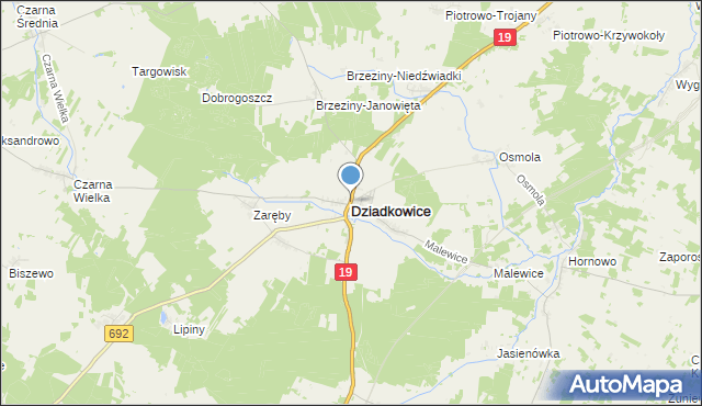 mapa Dziadkowice, Dziadkowice powiat siemiatycki na mapie Targeo