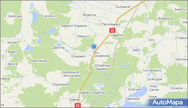 mapa Dziadkowo, Dziadkowo gmina Cieszków na mapie Targeo