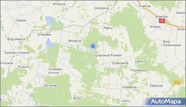 mapa Dziadowice-Folwark, Dziadowice-Folwark na mapie Targeo