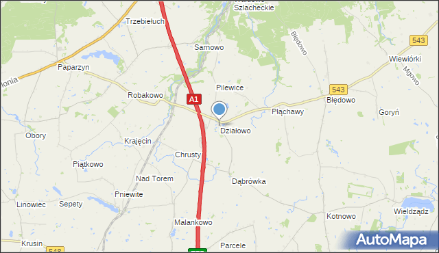 mapa Działowo, Działowo na mapie Targeo