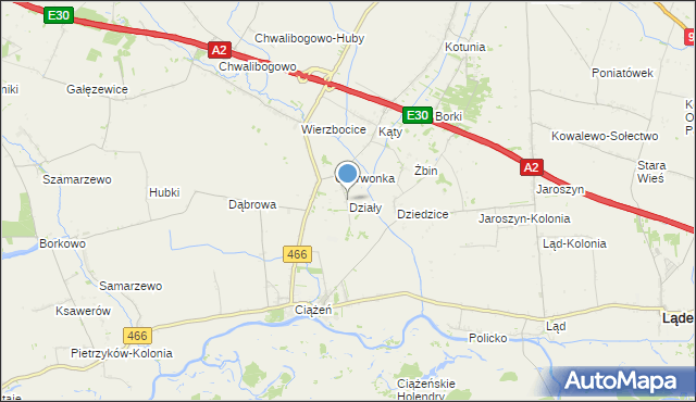 mapa Działy, Działy gmina Lądek na mapie Targeo