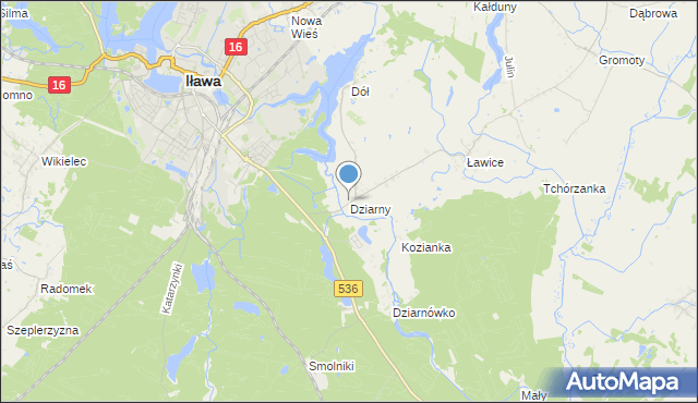 mapa Dziarny, Dziarny na mapie Targeo