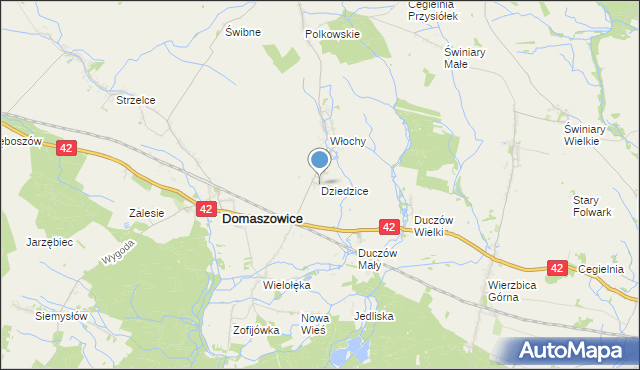 mapa Dziedzice, Dziedzice gmina Domaszowice na mapie Targeo