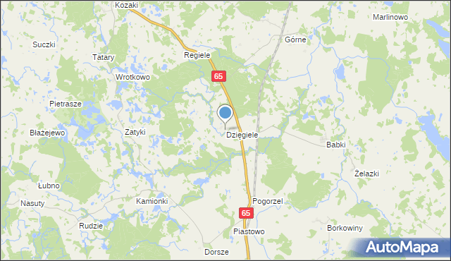 mapa Dzięgiele, Dzięgiele gmina Gołdap na mapie Targeo
