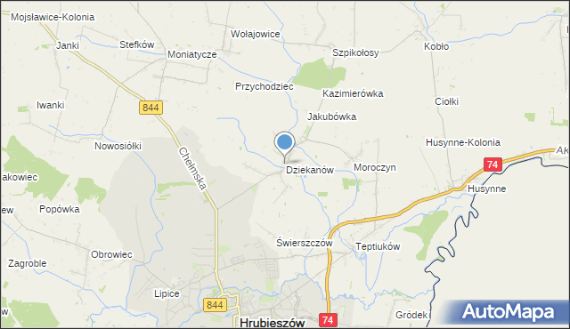 mapa Dziekanów, Dziekanów na mapie Targeo