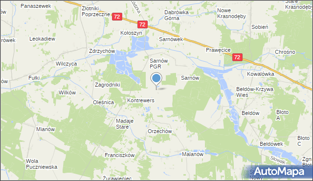 mapa Dzierżanów, Dzierżanów gmina Dalików na mapie Targeo