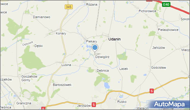 mapa Dziwigórz, Dziwigórz na mapie Targeo