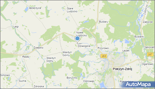 mapa Dziwogóra, Dziwogóra na mapie Targeo