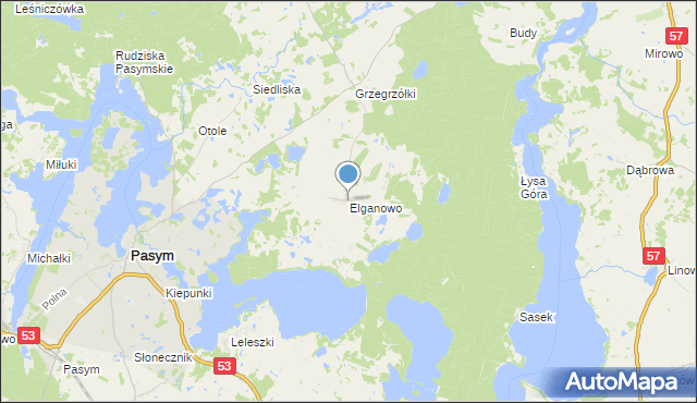 mapa Elganowo, Elganowo na mapie Targeo