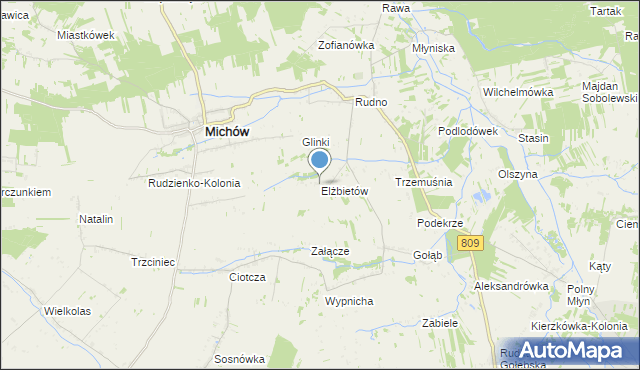 mapa Elżbietów, Elżbietów gmina Michów na mapie Targeo
