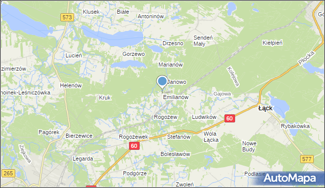 mapa Emilianów, Emilianów gmina Gostynin na mapie Targeo