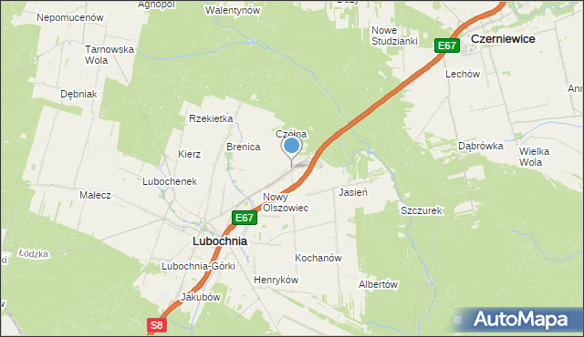 mapa Emilianów, Emilianów gmina Lubochnia na mapie Targeo