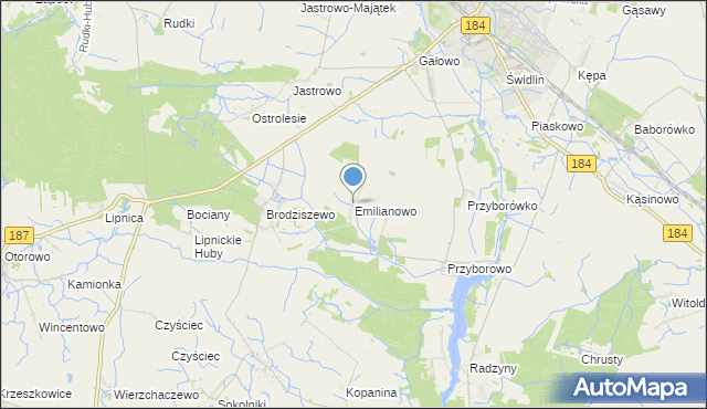 mapa Emilianowo, Emilianowo gmina Szamotuły na mapie Targeo