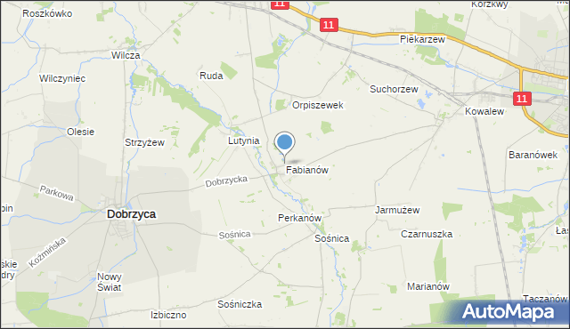 mapa Fabianów, Fabianów gmina Dobrzyca na mapie Targeo