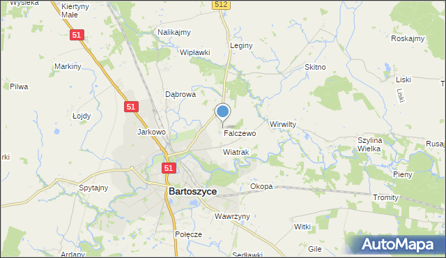 mapa Falczewo, Falczewo na mapie Targeo