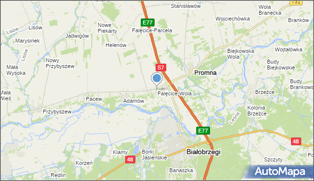 mapa Falęcice-Wola, Falęcice-Wola na mapie Targeo