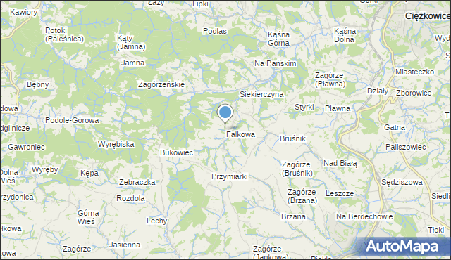 mapa Falkowa, Falkowa na mapie Targeo