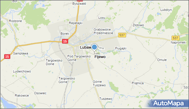 mapa Fijewo, Fijewo gmina Lubawa na mapie Targeo