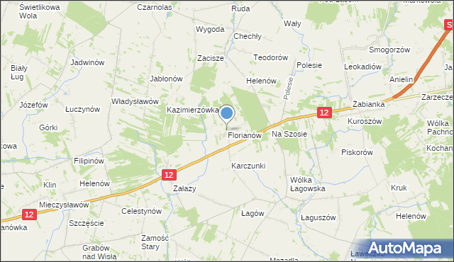 mapa Florianów, Florianów gmina Policzna na mapie Targeo