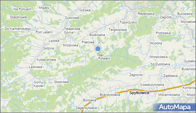 mapa Folwark, Folwark gmina Jordanów na mapie Targeo