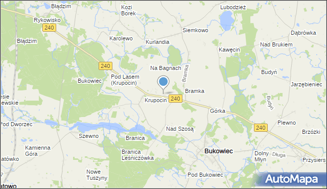 mapa Franciszkowo, Franciszkowo gmina Bukowiec na mapie Targeo