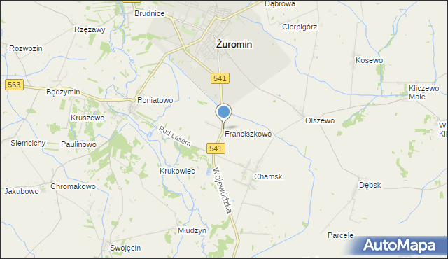 mapa Franciszkowo, Franciszkowo gmina Żuromin na mapie Targeo