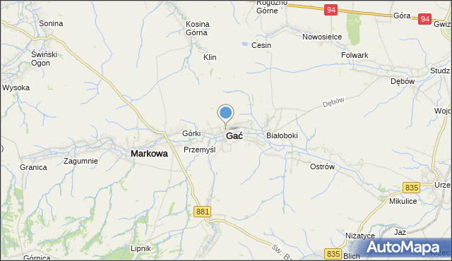mapa Gać, Gać powiat przeworski na mapie Targeo