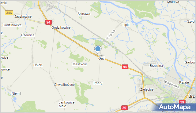 mapa Gać, Gać gmina Oława na mapie Targeo