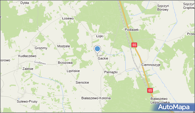 mapa Gackie, Gackie na mapie Targeo