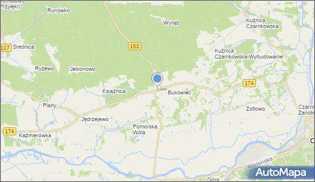 mapa Gajewo, Gajewo gmina Czarnków na mapie Targeo
