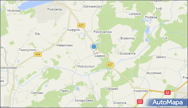 mapa Gajewo, Gajewo gmina Dolsk na mapie Targeo