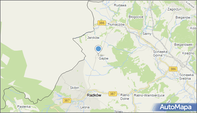 mapa Gajów, Gajów na mapie Targeo