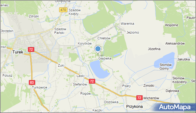 mapa Gajówka, Gajówka gmina Przykona na mapie Targeo