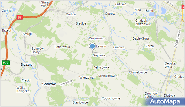 mapa Gajówka, Gajówka gmina Sobków na mapie Targeo