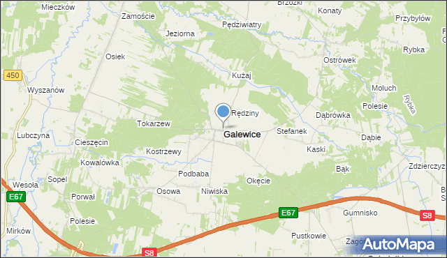 mapa Galewice, Galewice na mapie Targeo