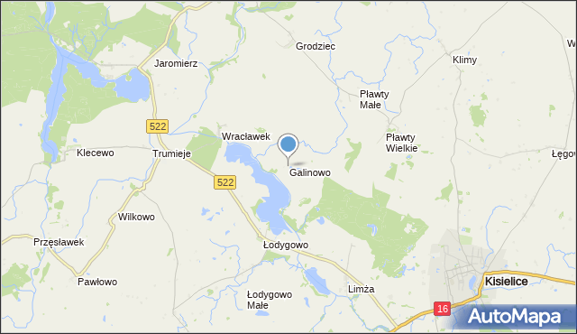 mapa Galinowo, Galinowo na mapie Targeo