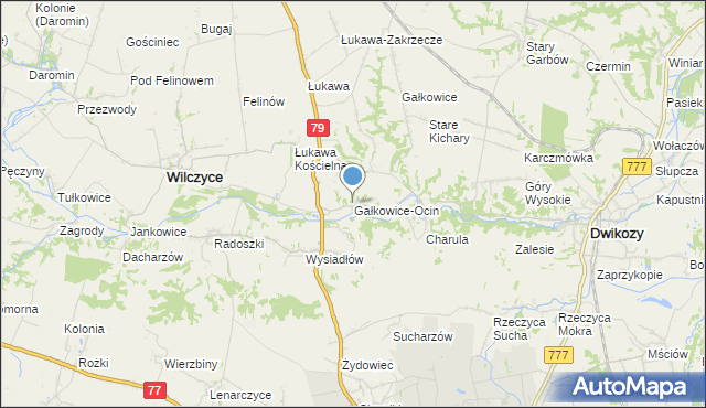 mapa Gałkowice-Ocin, Gałkowice-Ocin na mapie Targeo