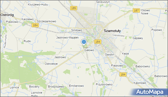 mapa Gałowo, Gałowo gmina Szamotuły na mapie Targeo